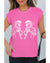 Sachet Pink Western Horse Embroidered Round Neck Sweater Tee - XL