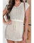 Beige Open Knit Drawstring Waist Beach Dress - M