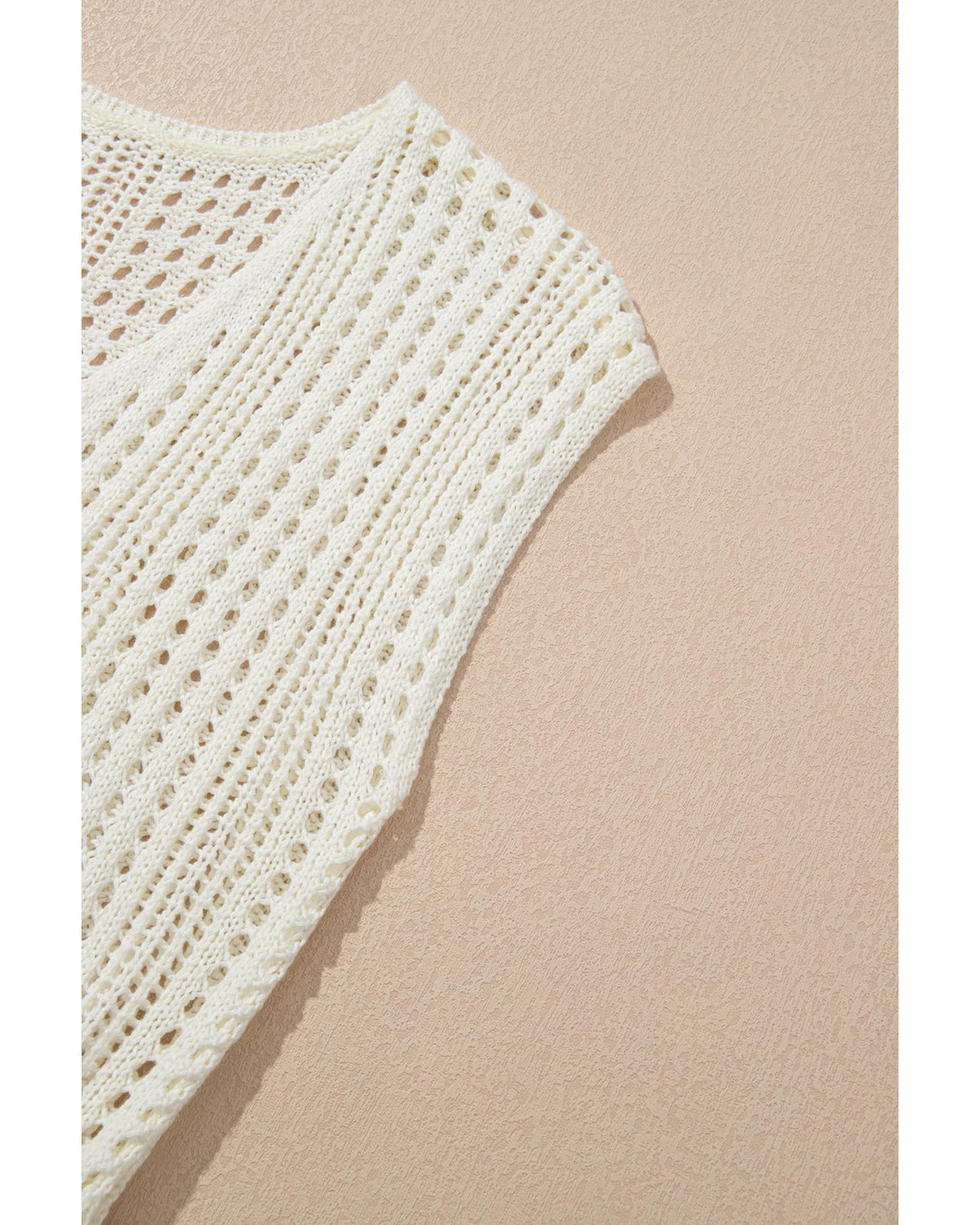 Beige Open Knit Drawstring Waist Beach Dress - XL