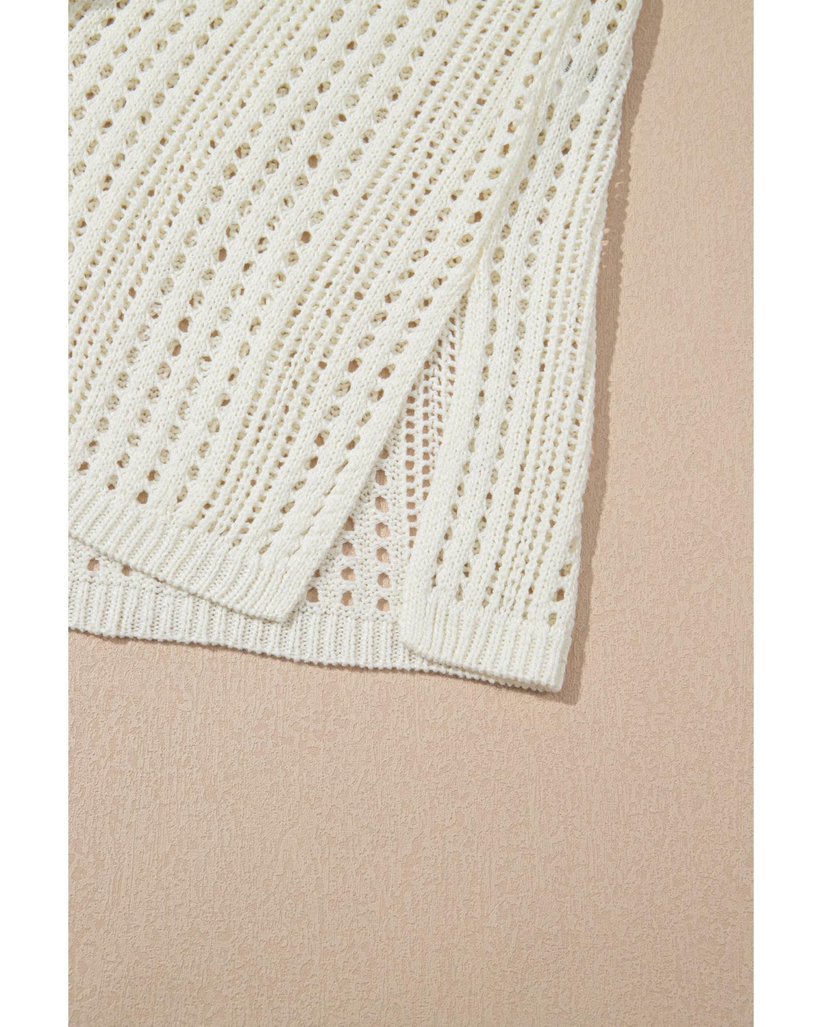 Beige Open Knit Drawstring Waist Beach Dress - XL