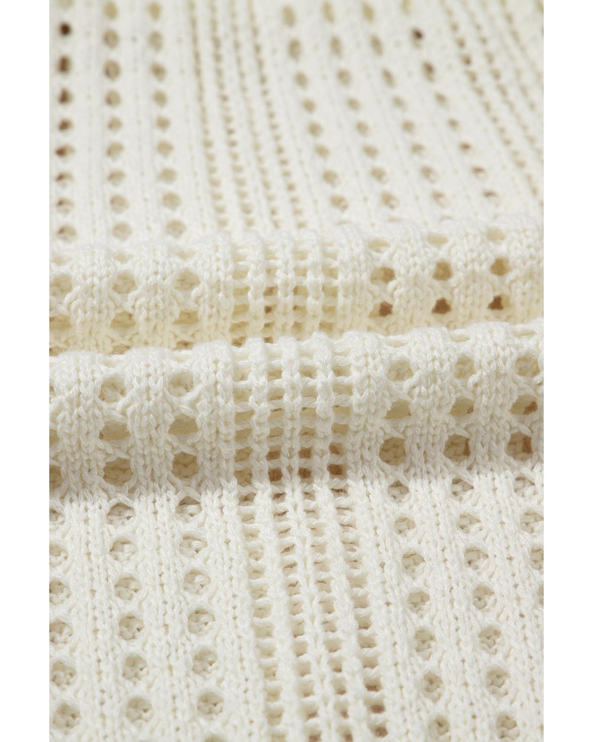 Beige Open Knit Drawstring Waist Beach Dress - XL