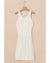 White Eyelet Crochet Sleeveless V Neck Beach Dress - S