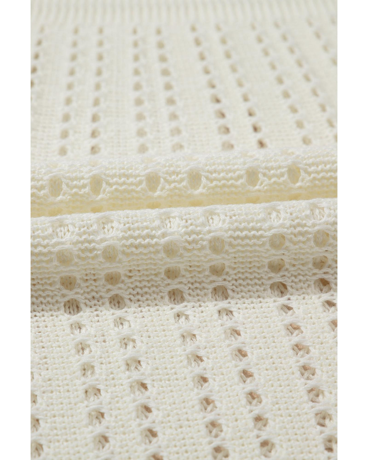 White Eyelet Crochet Sleeveless V Neck Beach Dress - XL