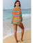 Carrot Multi Stripe Open Knit Sweater Beach Cover Up - XL