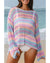 Purple Multi Stripe Open Knit Sweater Beach Cover Up - M