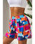 Rose Geometric Printed Drawstring Waist Beach Shorts with Pockets - 2XL
