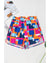 Rose Geometric Printed Drawstring Waist Beach Shorts with Pockets - L