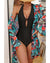 Black Halter Neck Monokini with Floral Beach Cover Up - XL