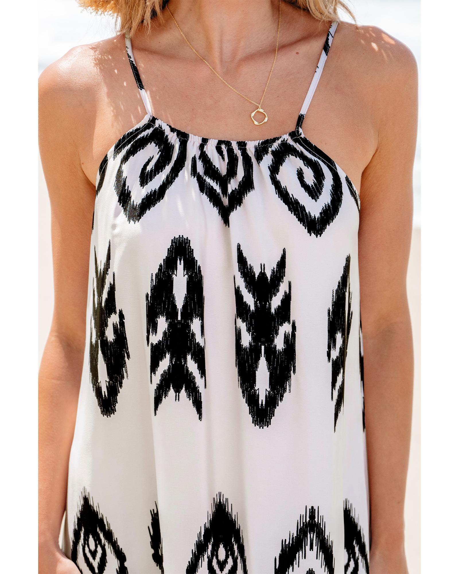 Black Western  Aztec Printed Fashion Vacation Sundress - XL