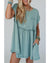 Canton Corded Knit Textured Patched Pocket Frilled Swing Mini Dress with Pockets - M