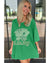 Bright Green Rhinestone Lucky Poker Cards Oversized T Shirt Mini Dress - M