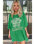 Bright Green Rhinestone Lucky Poker Cards Oversized T Shirt Mini Dress - M
