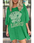 Bright Green Rhinestone Lucky Poker Cards Oversized T Shirt Mini Dress - XL