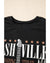 Black Nashville Guitar Print Crew Neck T Shirt Mini Dress - M