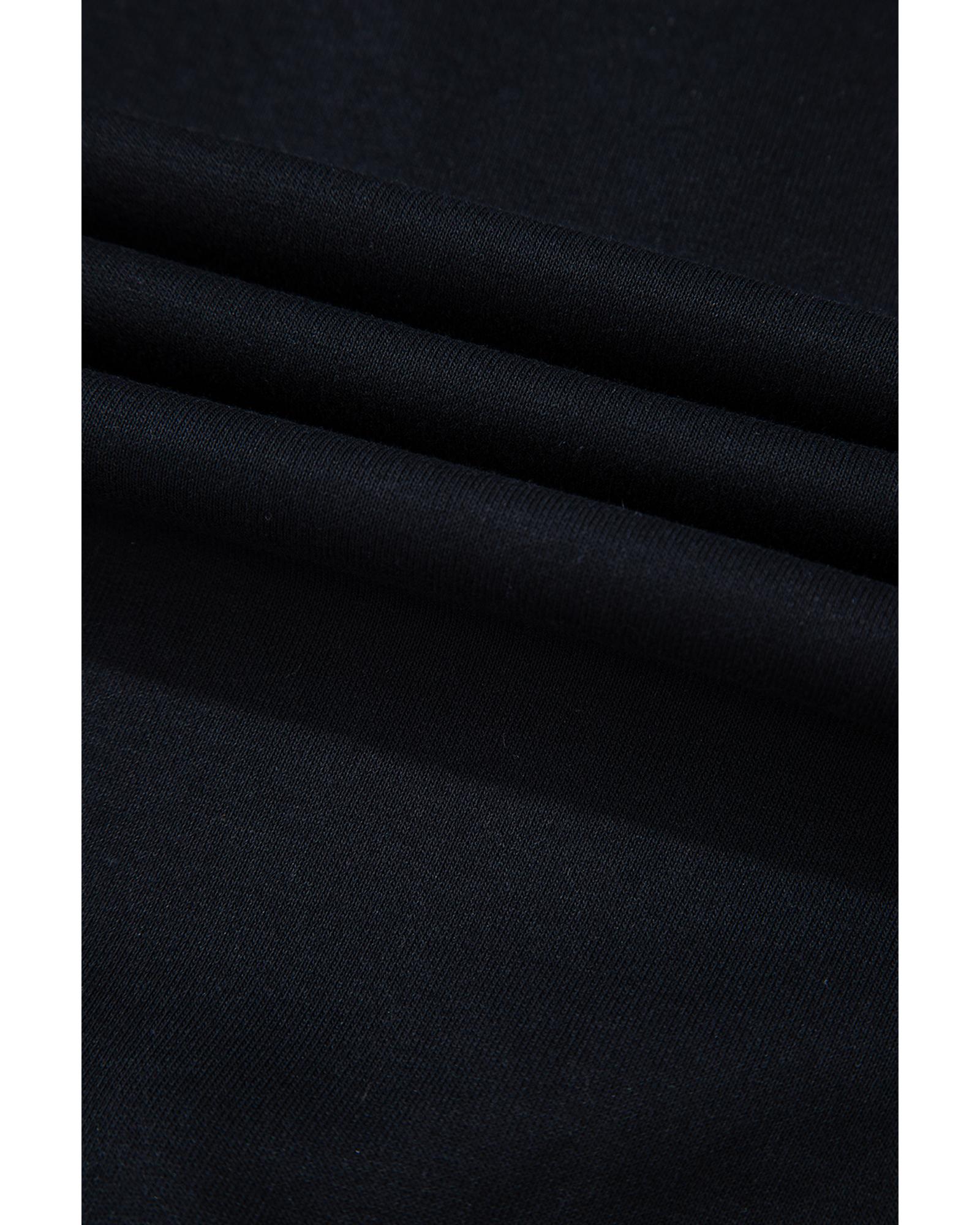 Black Sequined COFFEE Loose Fit Sweatshirt and Shorts Set - S