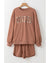 Straw Yellow Sequined COFFEE Loose Fit Sweatshirt and Shorts Set - XL