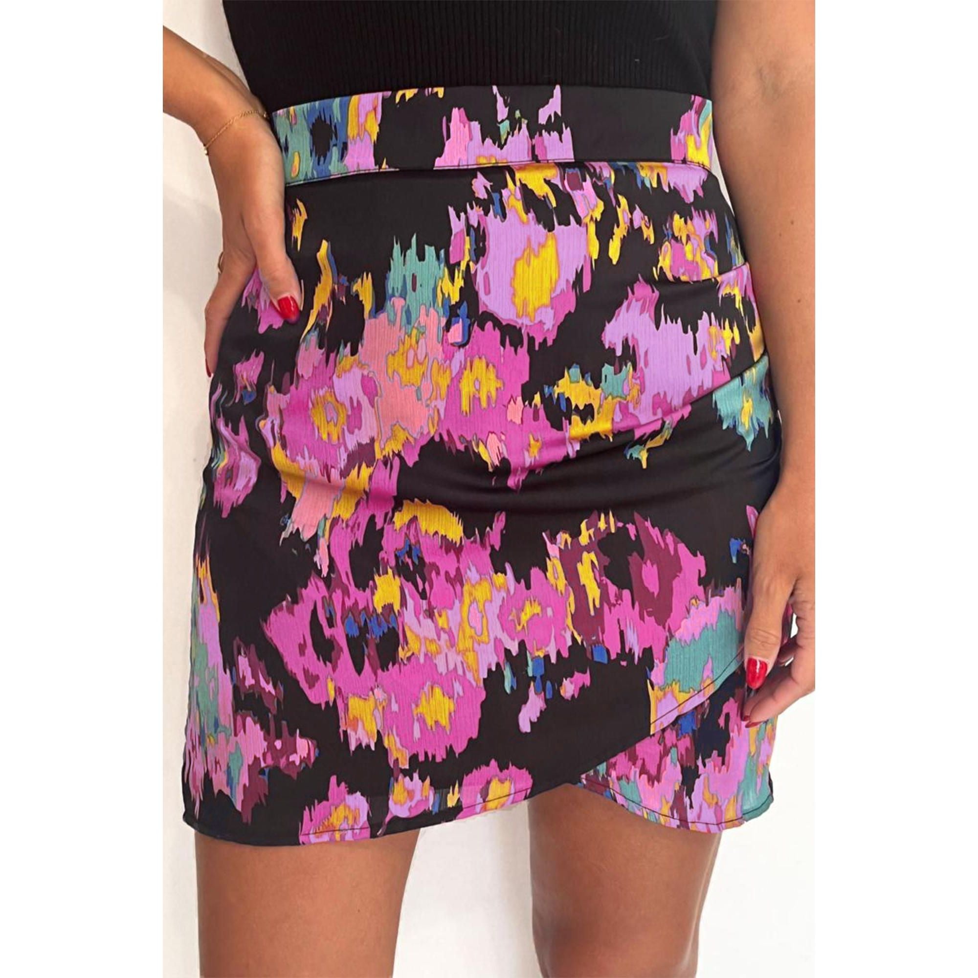 Azura Exchange Abstract Print Wrap Hem Mini Skirt - L