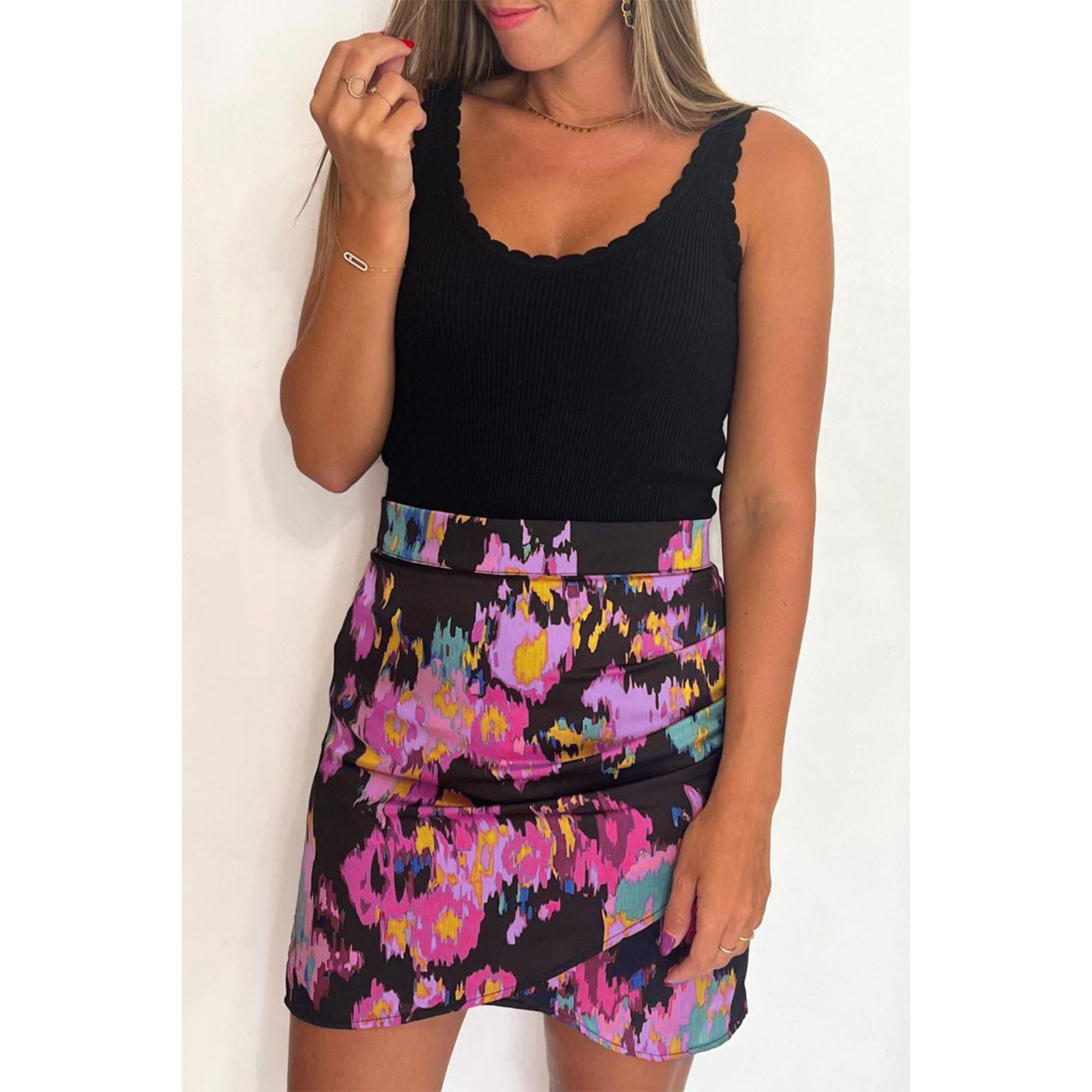 Azura Exchange Abstract Print Wrap Hem Mini Skirt - M