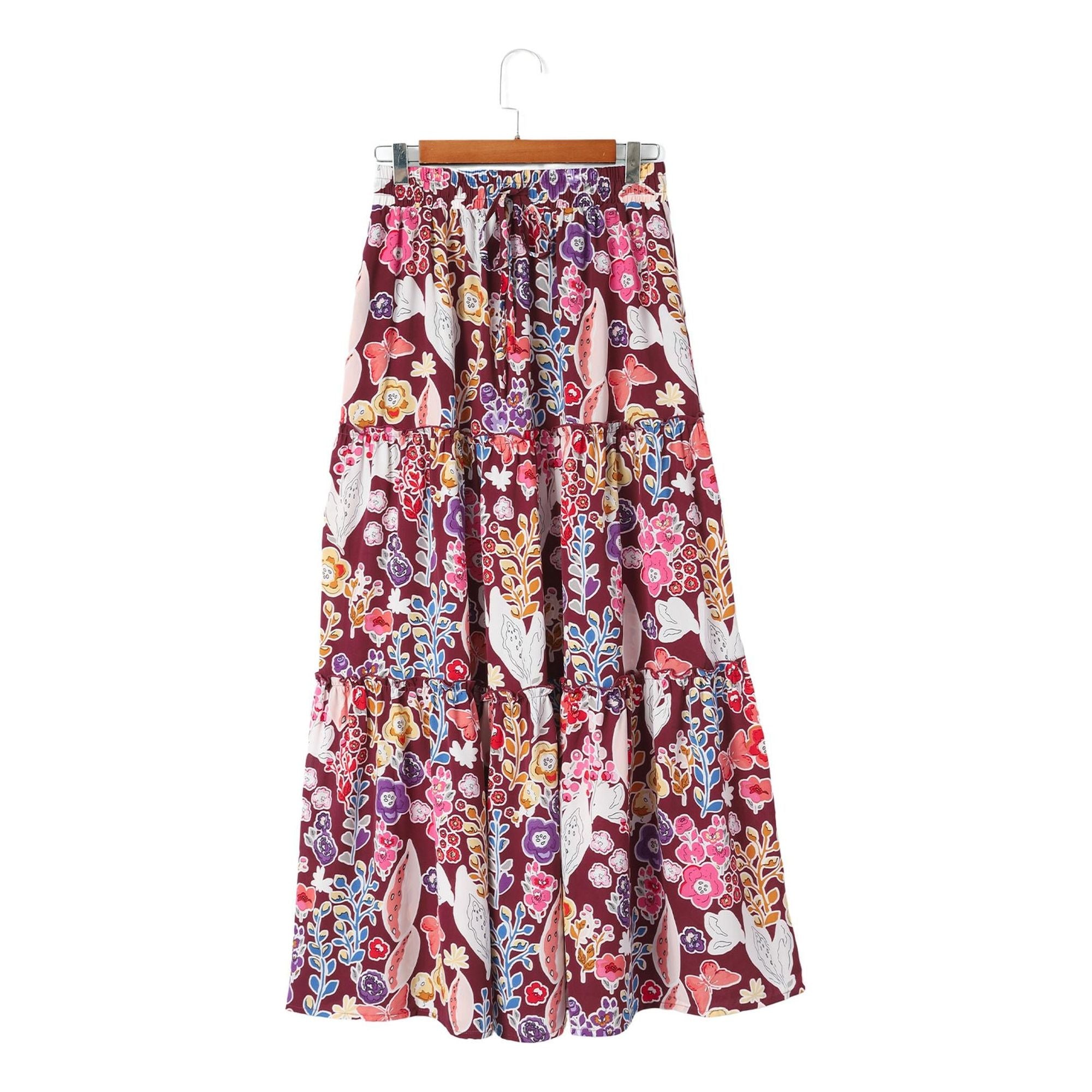 Azura Exchange Boho Floral Print High Waist Maxi Skirt - M