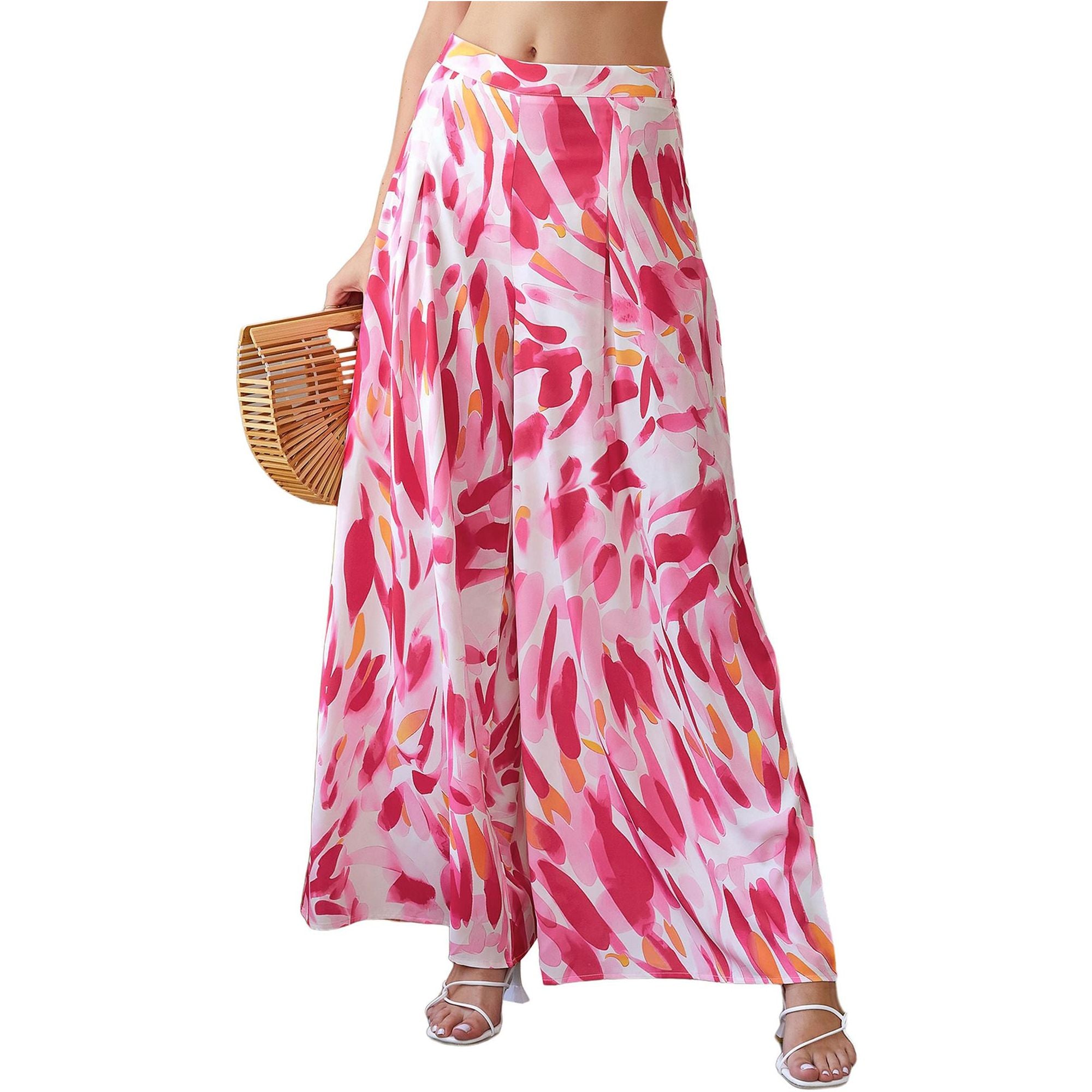 Azura Exchange Abstract Floral Print Wide Leg Pants - 10 US