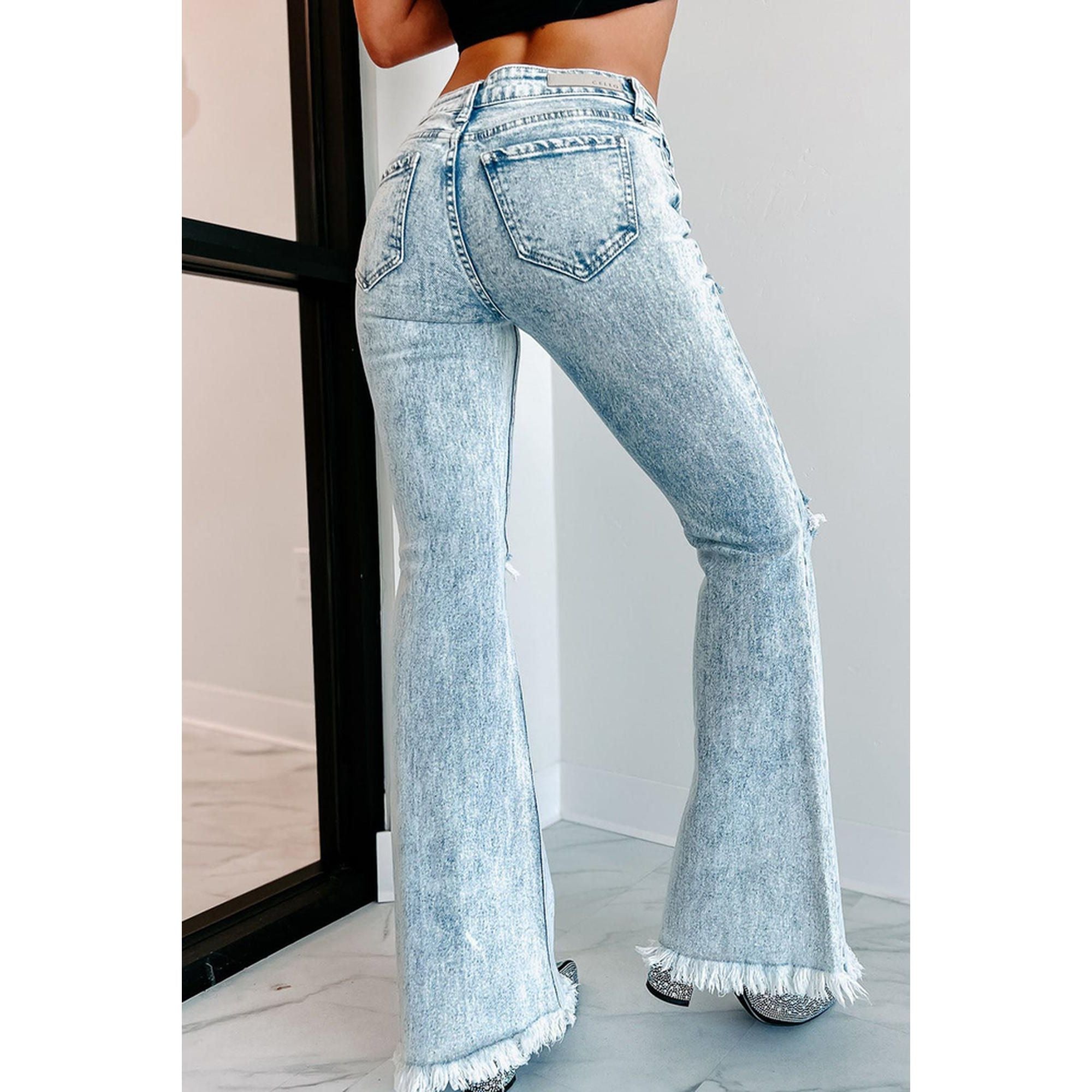 Azura Exchange Acid Wash Flare Jeans - 10 US