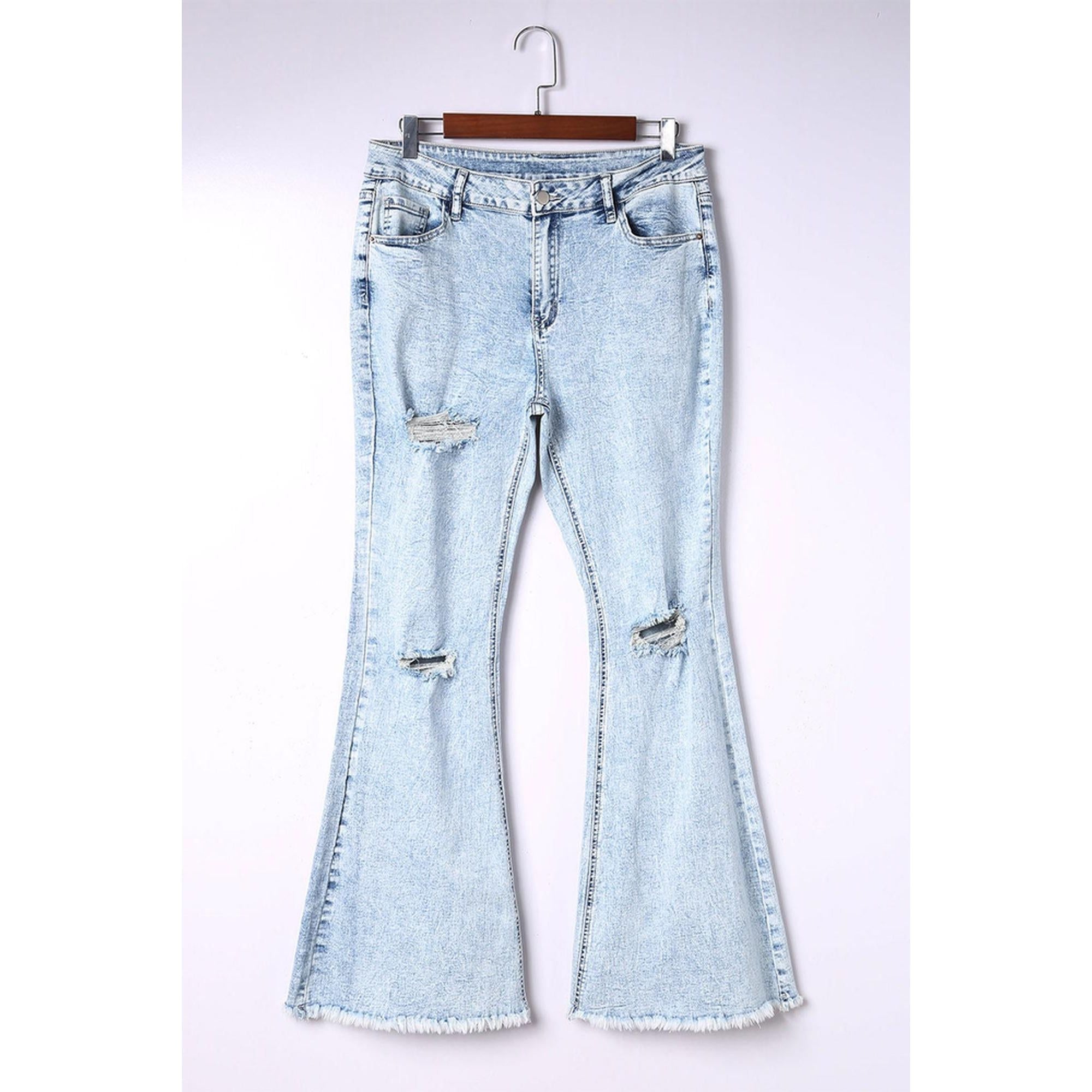 Azura Exchange Acid Wash Flare Jeans - 10 US