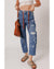 Ashleigh Blue Ripped Splattering Paint Rope Waist Cropped Straight Jeans - 8 US