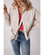 White Corduroy Drawstring Hooded Pocket Zip Up Jacket - XL