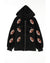 Black Sequined Rugby Football Pattern Pocketed Zipper Hooded Jacket - S