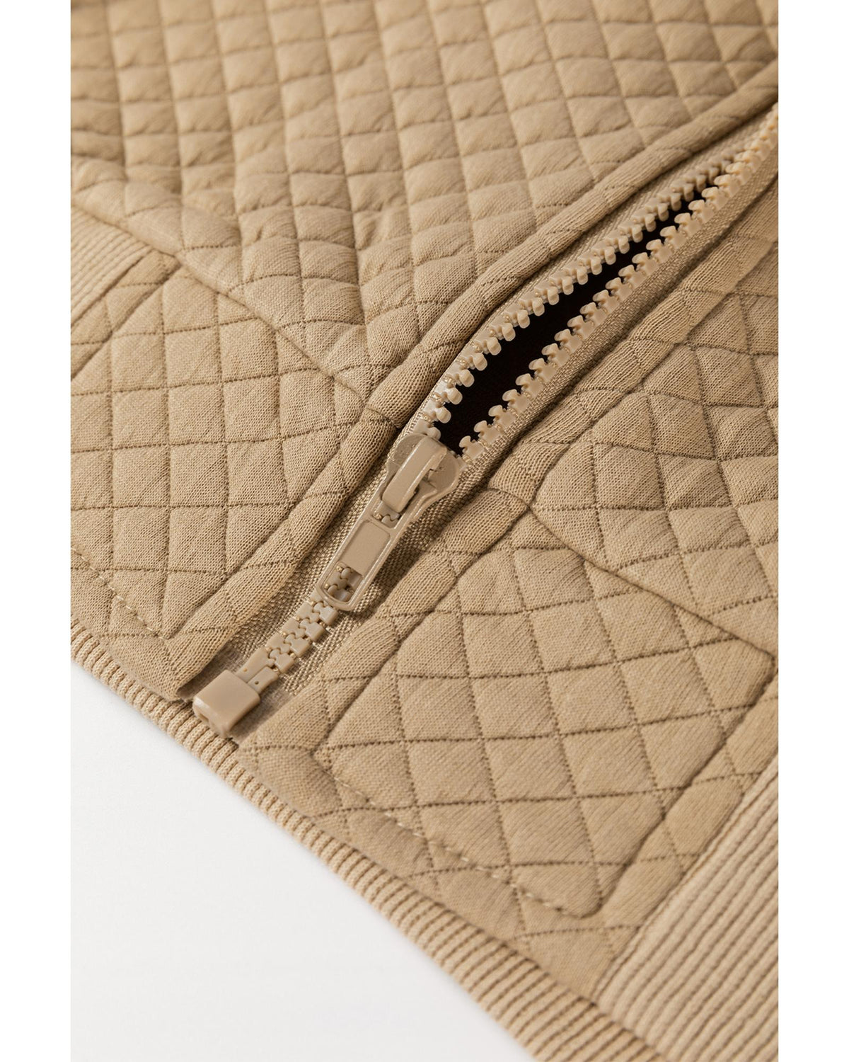 Pale Khaki Solid Geometric Textured Baseball Collar Jacket - XL