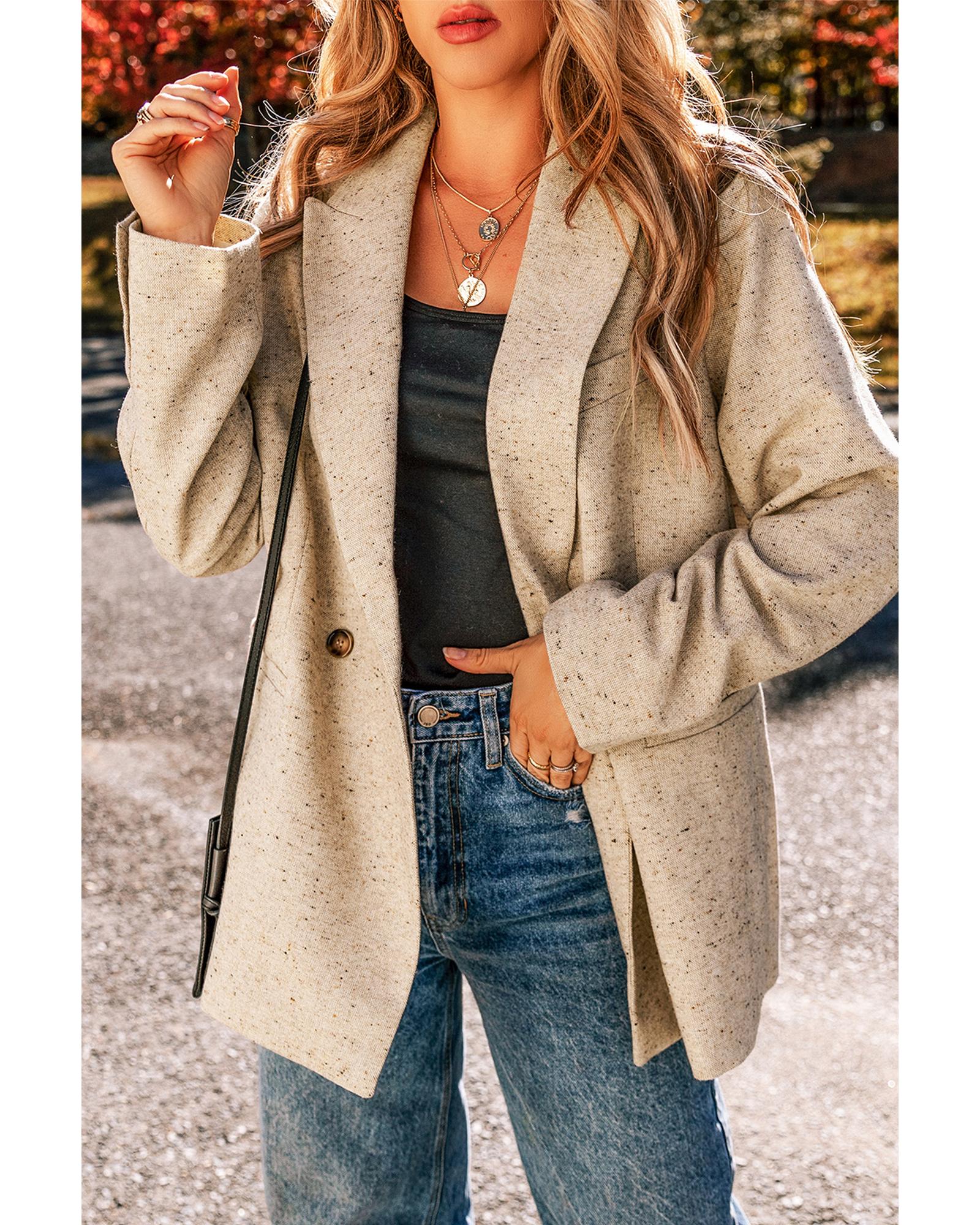 Oatmeal Single Breasted Elegant Suit Jacket - S