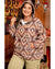 Red Plus Size Western Fashion Aztec Patterned Half Zip High Neck Hoodie - 2X