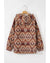 Red Plus Size Western Fashion Aztec Patterned Half Zip High Neck Hoodie - 3X