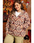 Red Plus Size Western Fashion Aztec Patterned Half Zip High Neck Hoodie - 4X