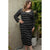 Azura Exchange Black Plus Size Striped Loose Long Shift Dress - 1X