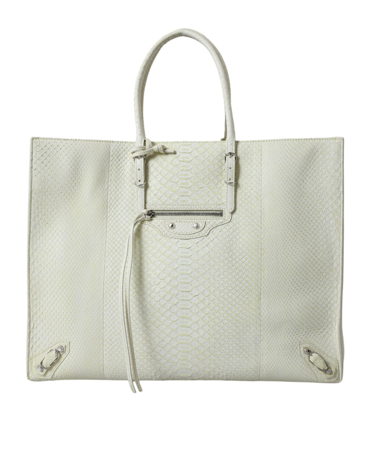 Balenciaga Women&#39;s Chic Python Leather Tote in White &amp; Yellow - One Size