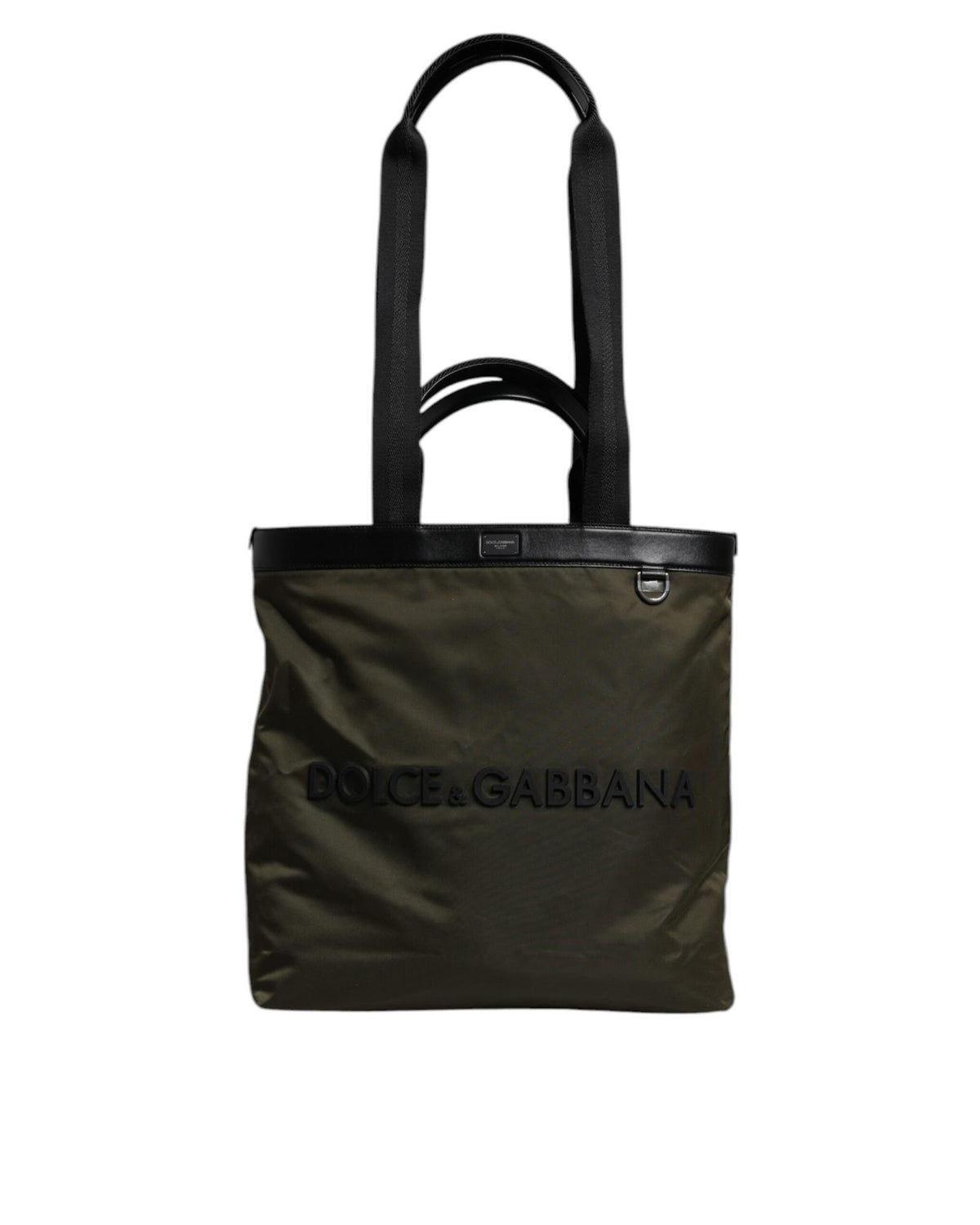 Dolce &amp; Gabbana Men&#39;s Military Green Nylon Shoulder Strap Tote Bag - One Size