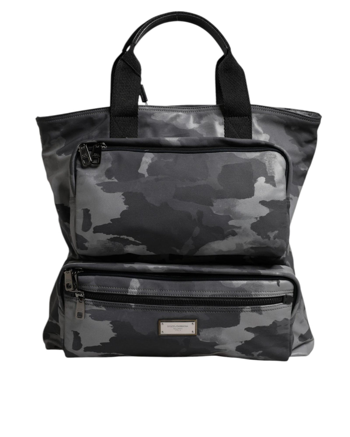 Dolce &amp; Gabbana Men&#39;s Gray Camo Cotton Multiple Compartts Tote Bag - One Size