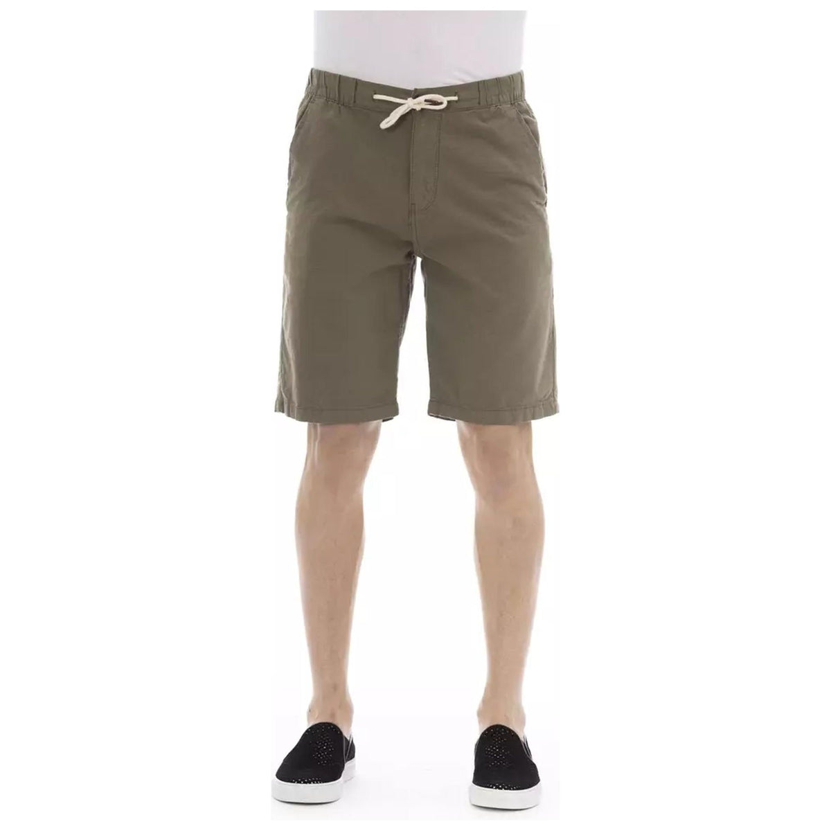 Solid Color Bermuda Shorts with Drawstring Closure W46 US Men