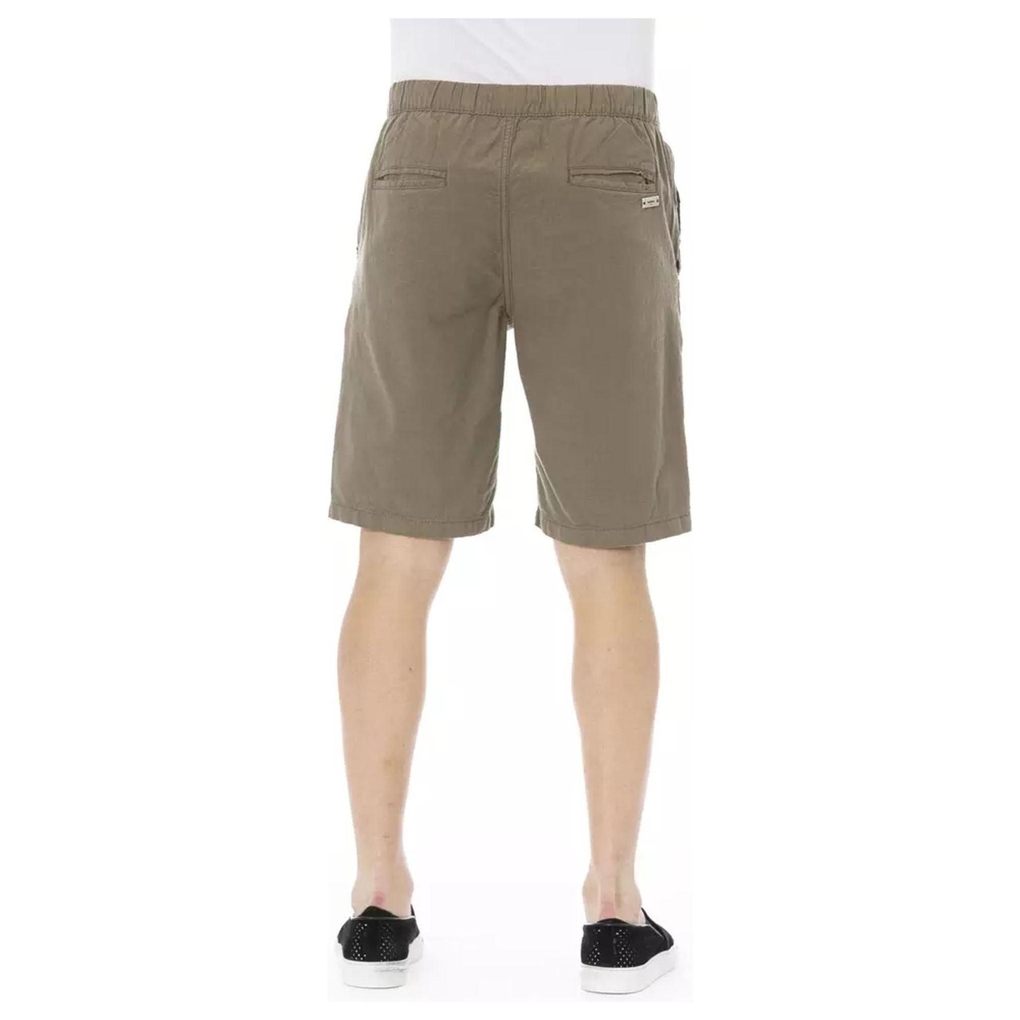 Solid Color Bermuda Shorts with Drawstring Closure W46 US Men