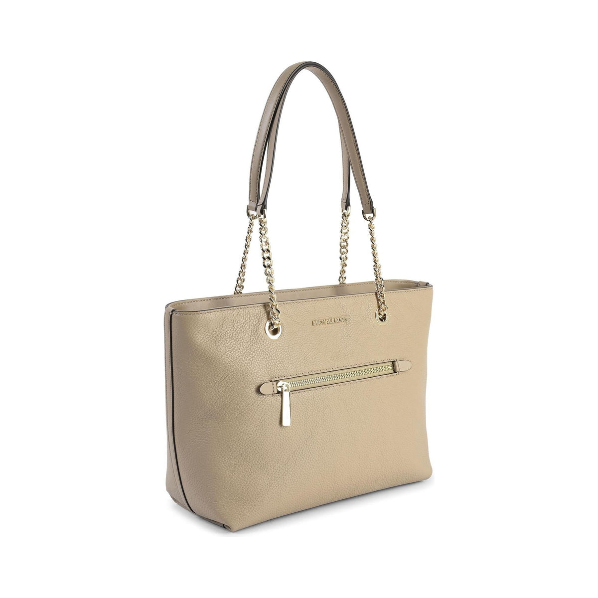 Leather Front Zip Tote Bag - One Size