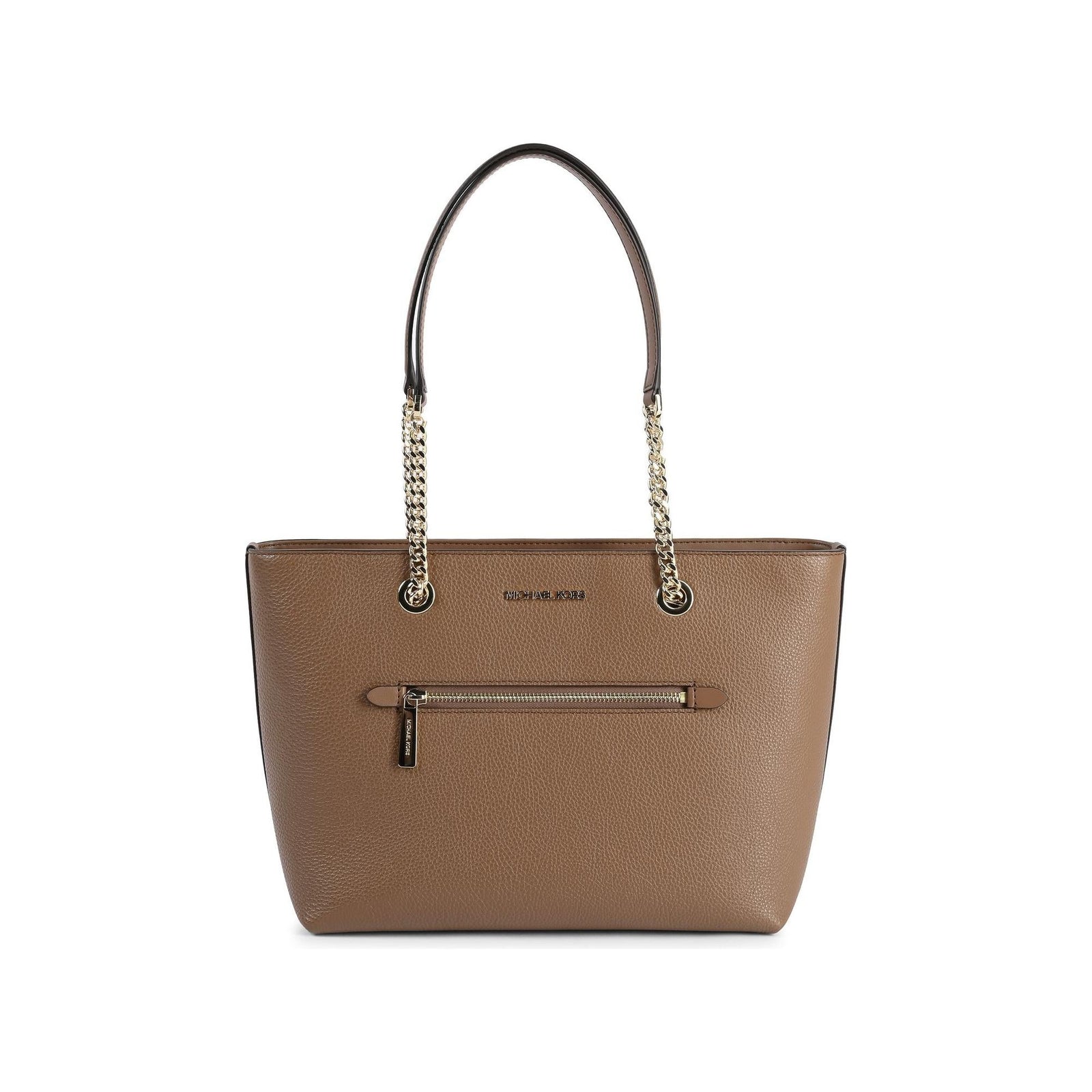 Leather Front Zip Tote Bag - One Size