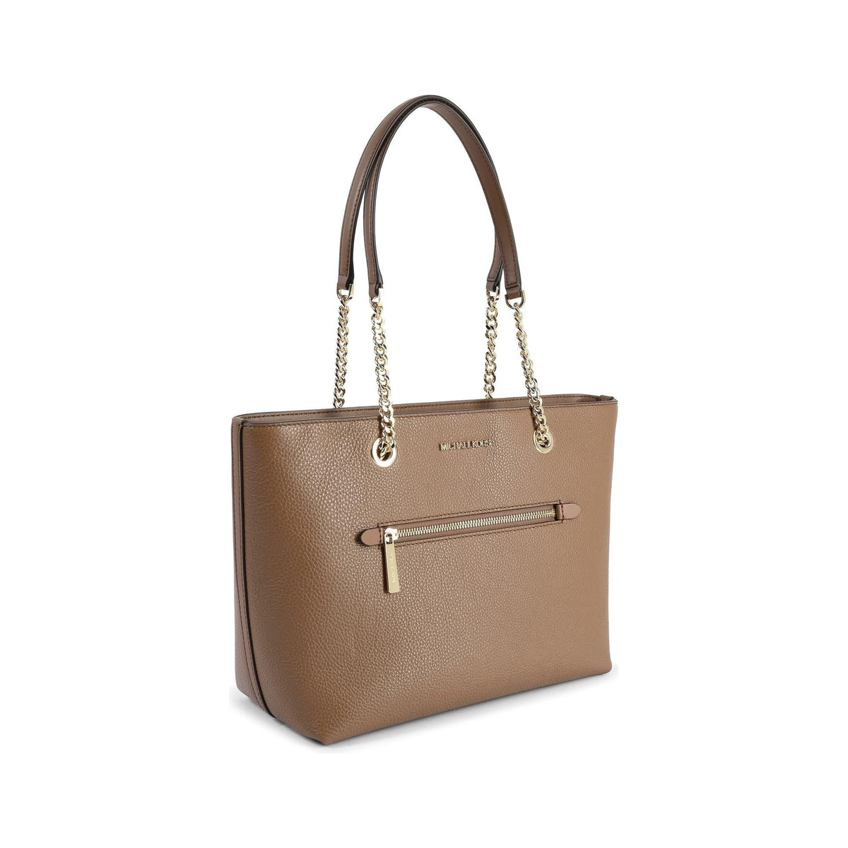 Leather Front Zip Tote Bag - One Size