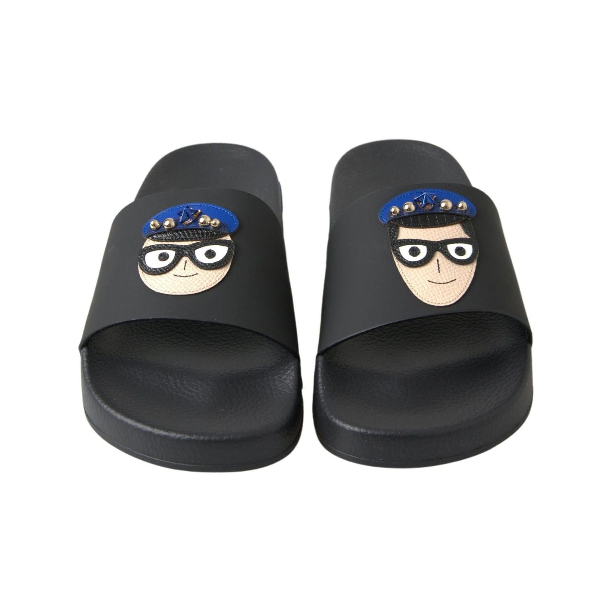 Dolce & Gabbana Women's Black Slides Sandals Beach Saint Barth Shoes - 37 EU