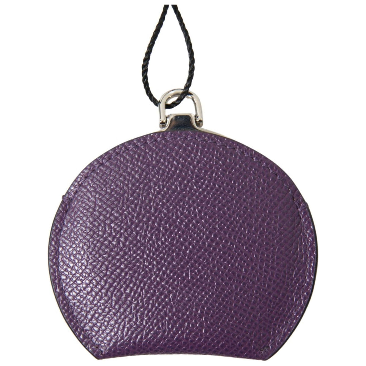 Dolce & Gabbana Women's Purple Calfskin Leather Round Hand Mirror Holder - One Size