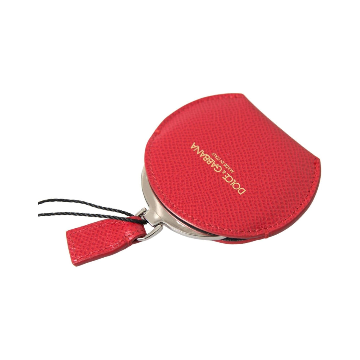 Dolce & Gabbana Women's Red Calfskin Leather Hand Mirror Holder - One Size