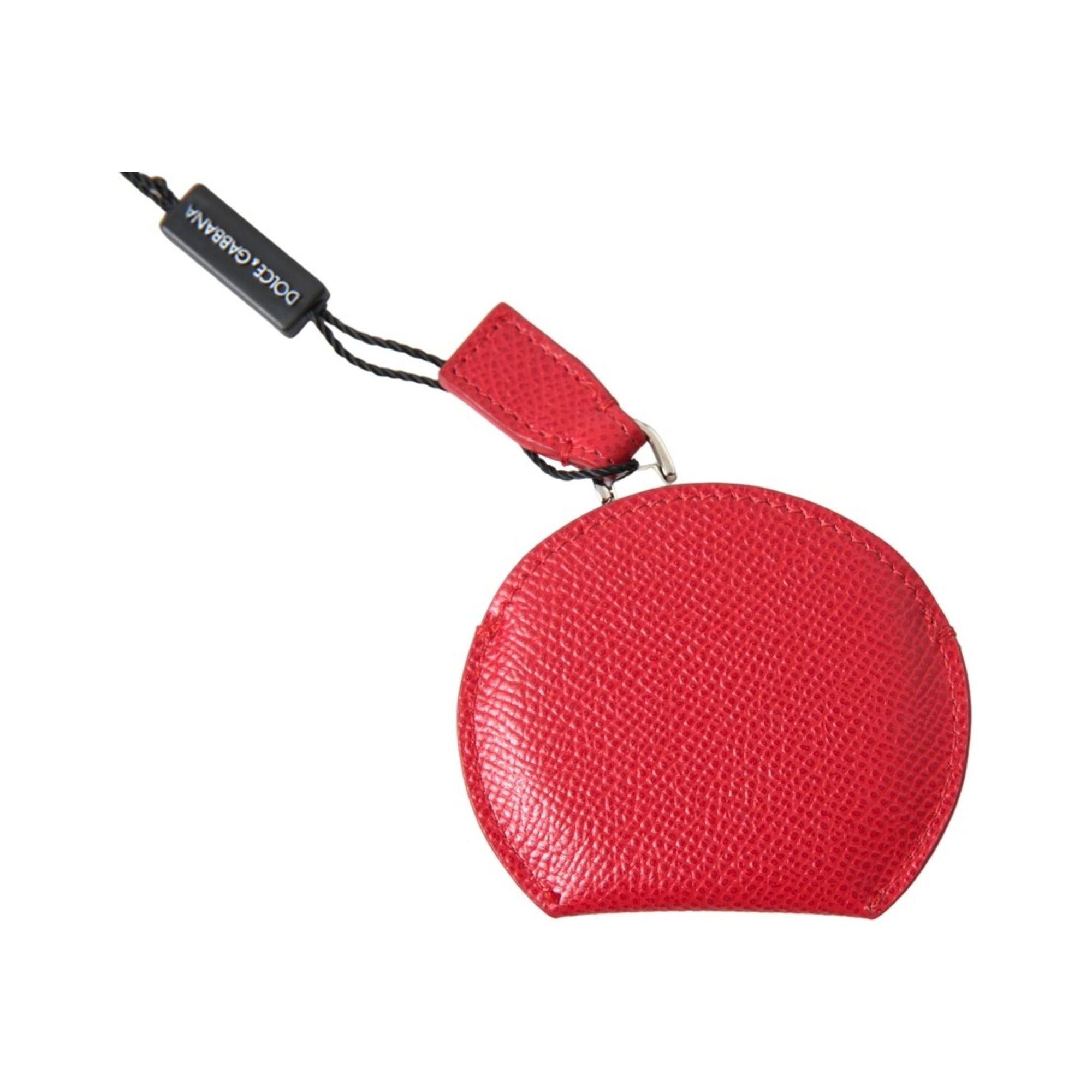 Dolce & Gabbana Women's Red Calfskin Leather Hand Mirror Holder - One Size