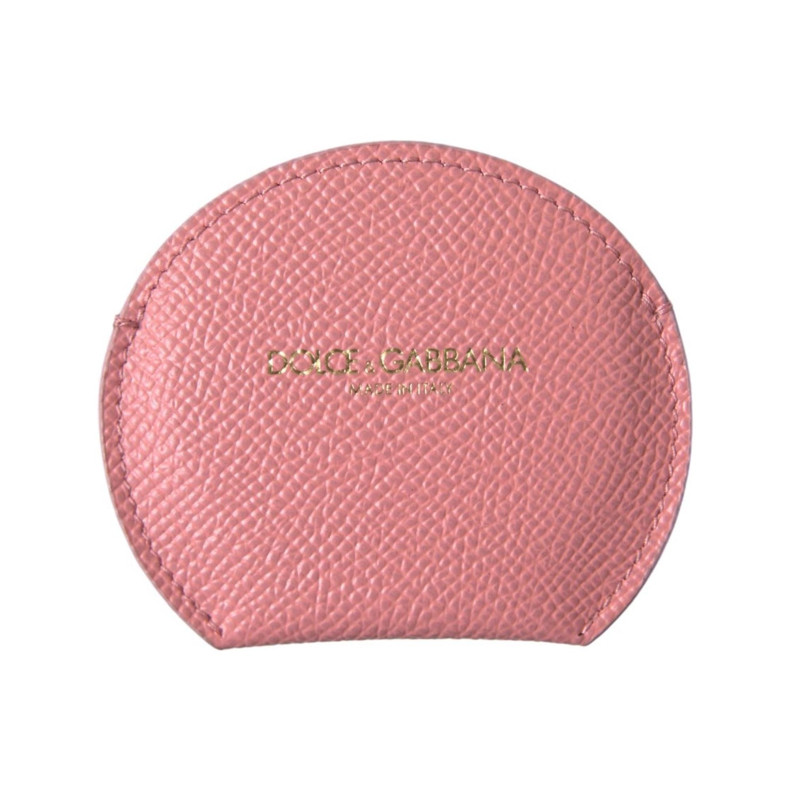 Dolce & Gabbana Women's Pink Calfskin Leather Round Mirror Holder - One Size