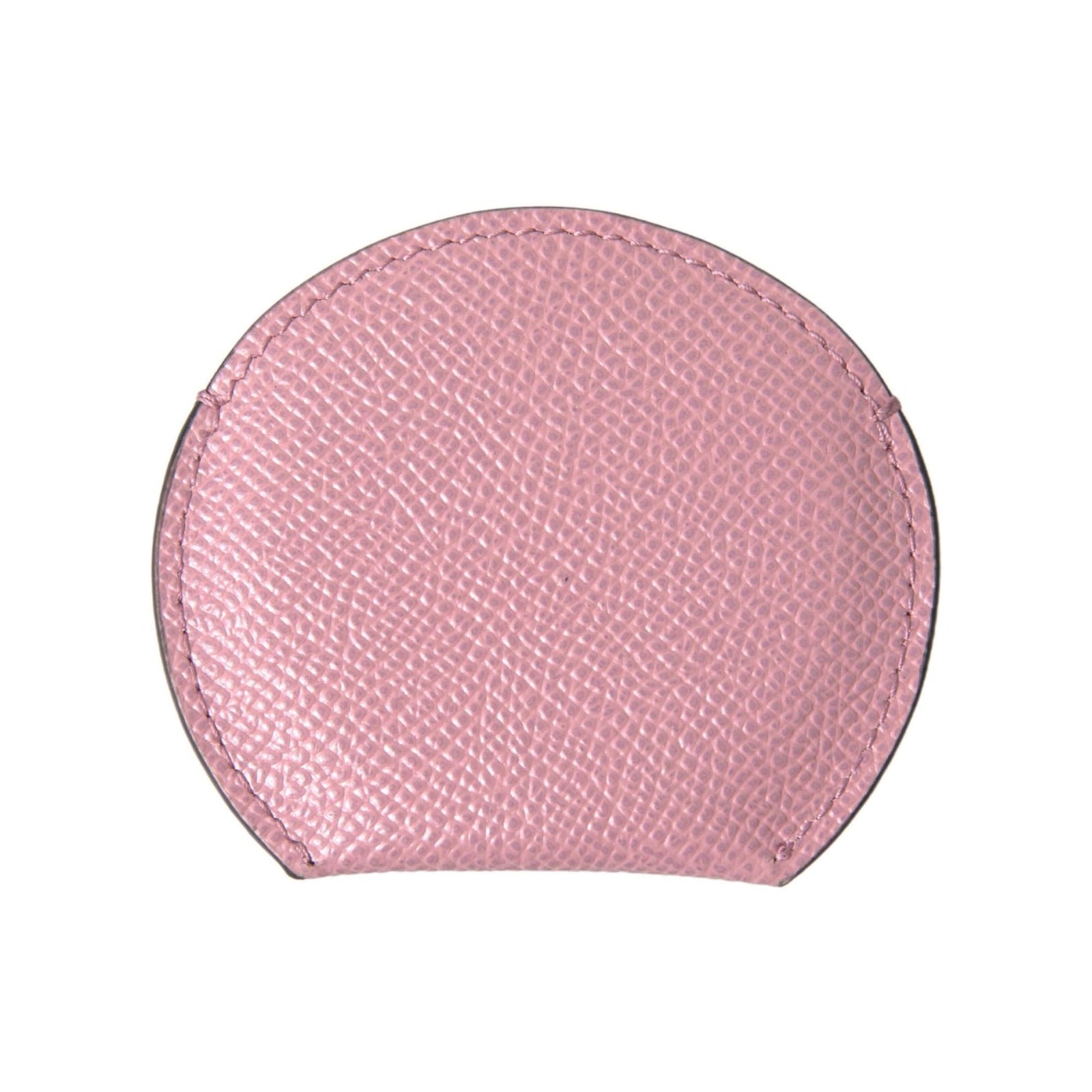Dolce & Gabbana Women's Pink Calfskin Leather Round Logo Print Hand Mirror Holder - One Size