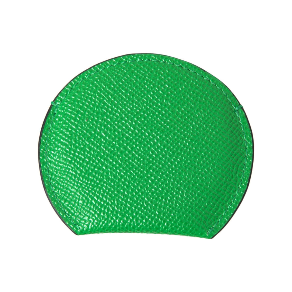Dolce & Gabbana Women's Green Calfskin Leather Round Logo Hand Mirror Holder - One Size
